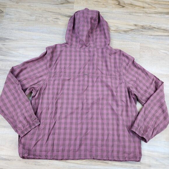 🔸️Prana Maroon Pollino Checker Buttoned Hooded Long Sleeve Top Large - Picture 4 of 12